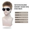 SEVENCOLORS Mens Wig Short Layered Blonde Wigs for Men Natural Hair Synthetic Cosplay Halloween Costume Wig Male Short Cut Wigs view 4