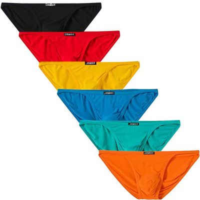 JINSHI Bikini Briefs Men Underwear Comfortable Sexy String Underpants Multicolor