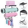 Yoga Mat Holder Wall Mount Storage Shelf Black & Hooks for Resistance Bands view 2