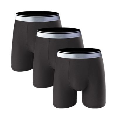 Maiyifu-GJ Men's Modal Solid Colour Underwear Sports Breathable Trunks Fitness Stretch Boxer Briefs (Gray 3PC,5X-Large)