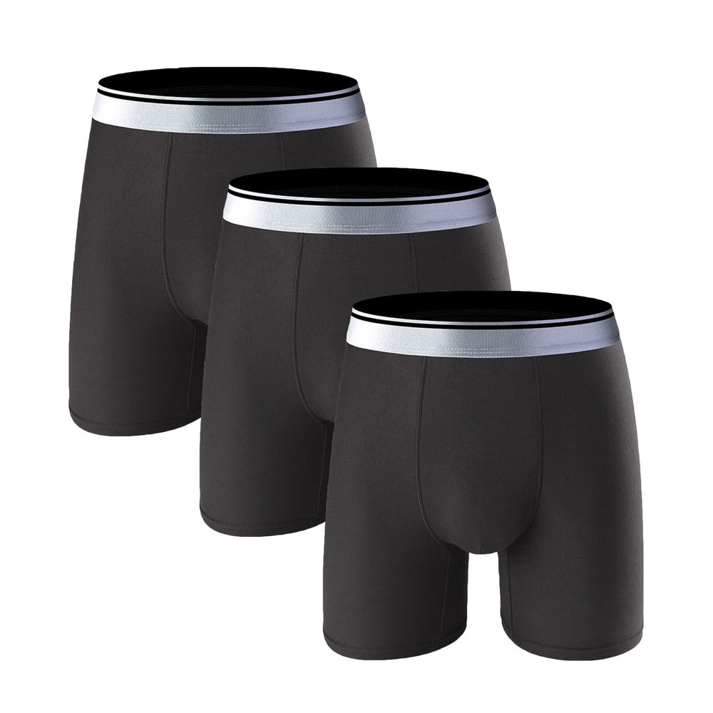 Maiyifu-GJ Men's Modal Solid Colour Underwear Sports Breathable Trunks Fitness Stretch Boxer Briefs (Gray 3PC,5X-Large)