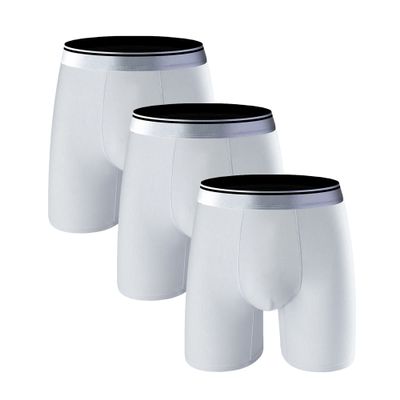 Maiyifu-GJ Men's Modal Solid Colour Underwear Sports Breathable Trunks Fitness Stretch Boxer Briefs (White 3PC,X-Large)