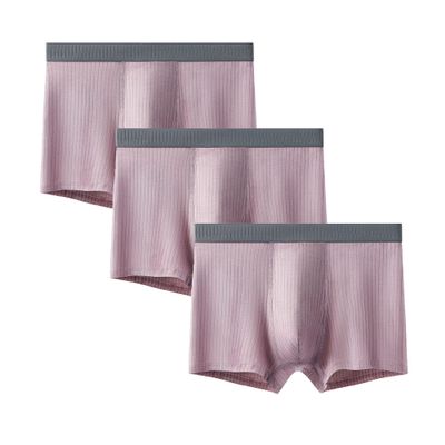 Maiyifu-GJ Men's Solid Colour Moisture-Wicking Underwear Breathable Seamless Trunks Cotton Elastic Boxer Briefs (Pink 3PC,X-Large)