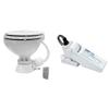 Johnson Pumps 80-47435-01 AquaT Compact Standard Electric Marine Toilet, 12V, White & Rule 35A Rule-A-Matic Bilge Pump Float Switch, Mercury Free,White view 1