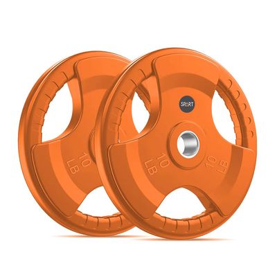 SPART Color Weight Plate 2-Inch Rubber Coated Olympic Grip Plate for Barbell,Solid Cast Iron Weight Plates in Pairs or Single for Strength Training,Weightlifting,Crossfit,Home Gym, 10LB, Pair