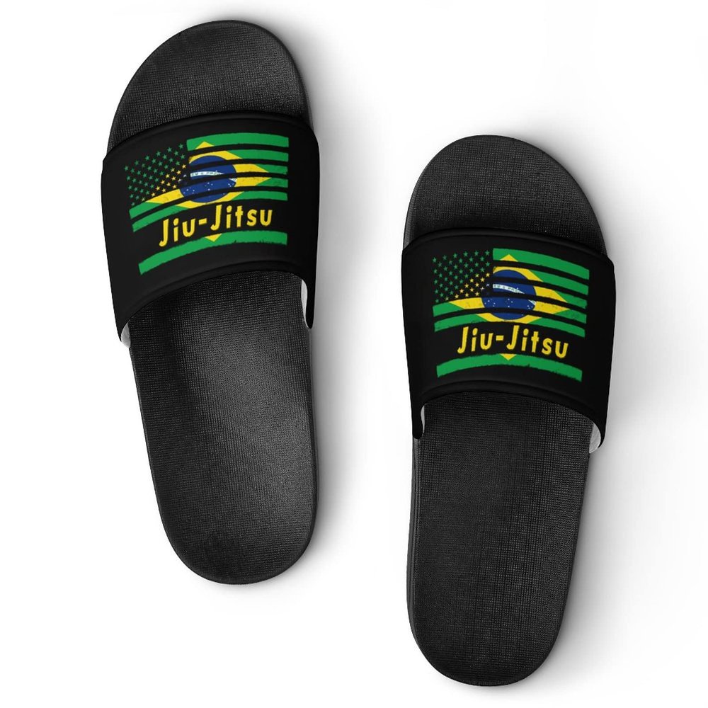 Brazilian Jiu-Jitsu American Flag Home Slippers Non-Slip House Slippers PVC Shower Slippers Sandals for Men Women 43 (265mm)