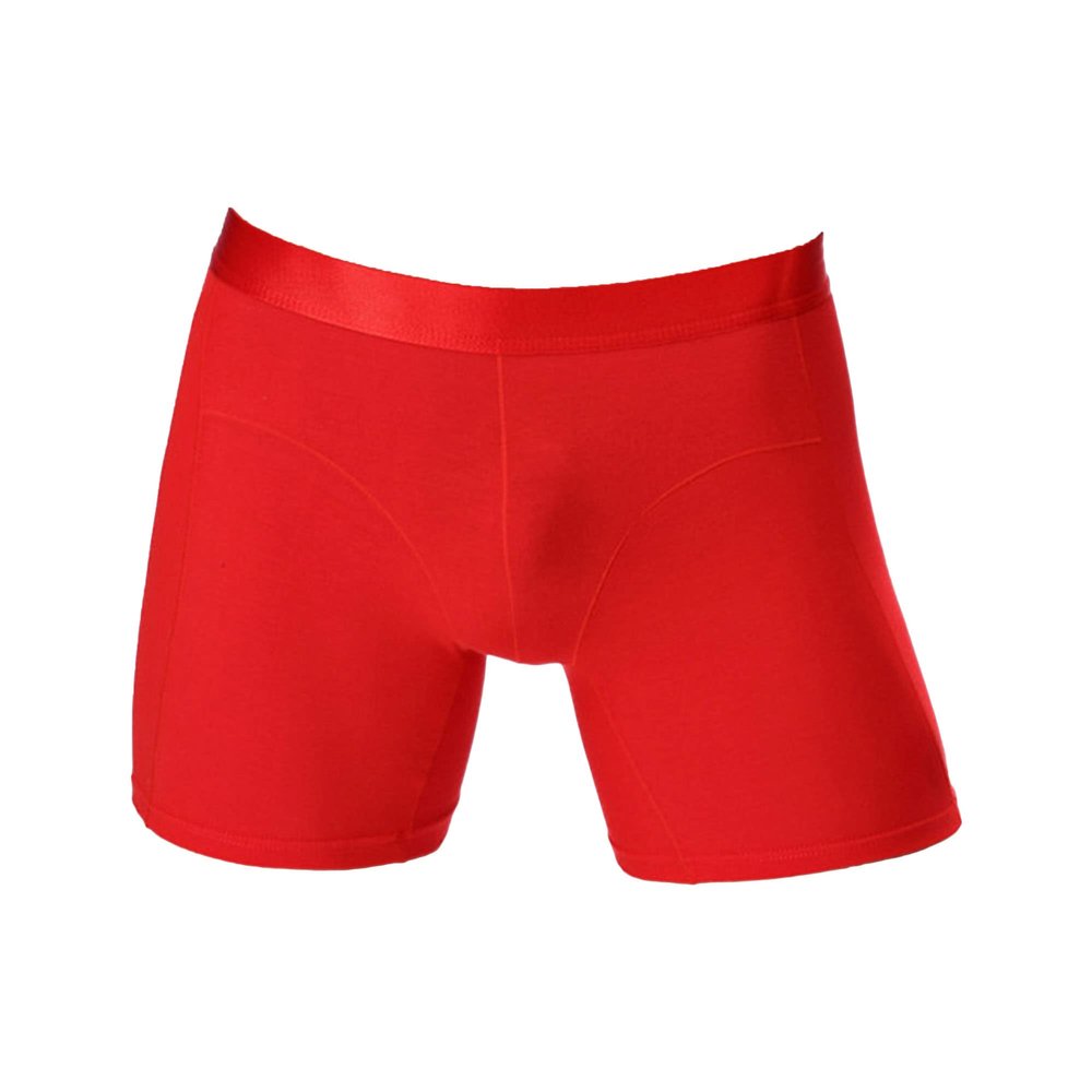 Maiyifu-GJ Men's Anti-Chafing Breathable Underwear Cotton Solid Color Boxer Briefs Sports Compression Trunks (Red 1PC,XX-Large)