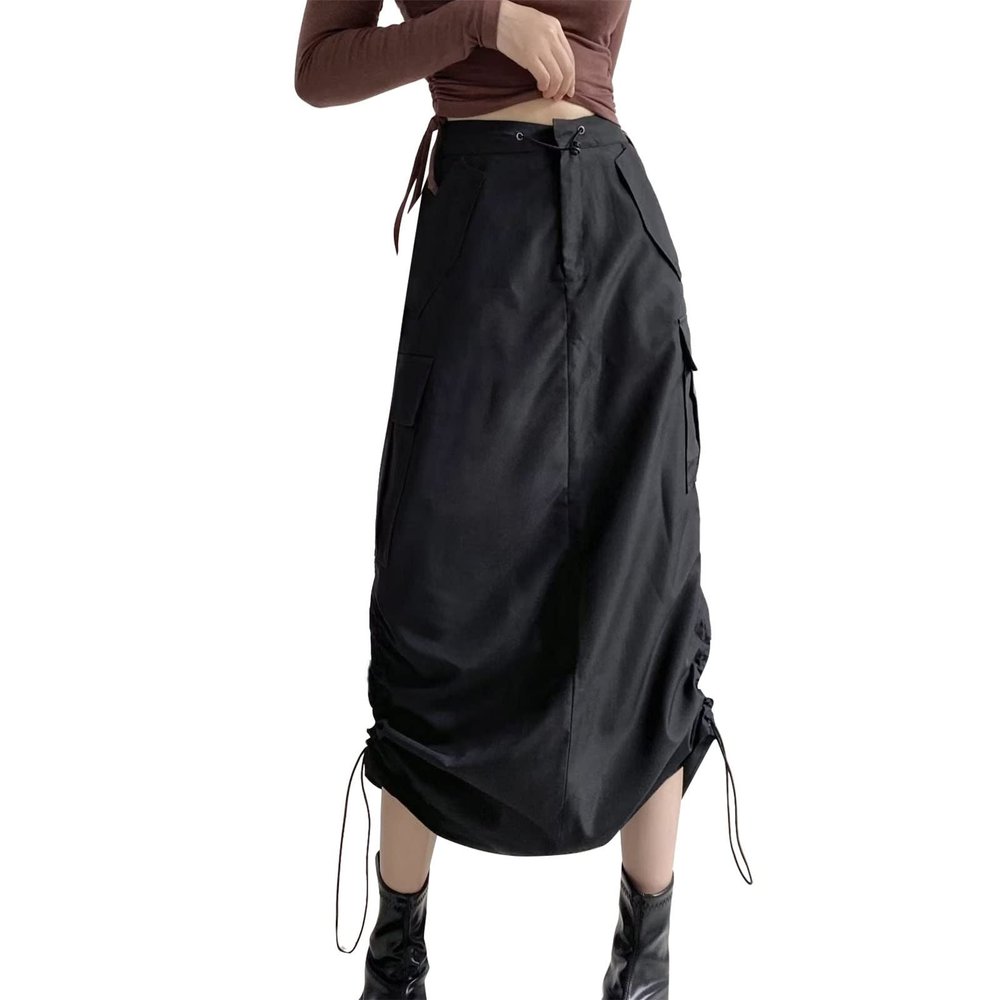 Women's Retro Exposure Button-Fly Full Length A-Line Fishtail Maxi Long Washed Denim Jean Skirt