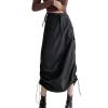 Women's Retro Exposure Button-Fly Full Length A-Line Fishtail Maxi Long Washed Denim Jean Skirt view 1