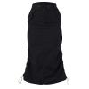 Women's Retro Exposure Button-Fly Full Length A-Line Fishtail Maxi Long Washed Denim Jean Skirt view 4