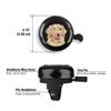 WIRESTER Black Aluminum Round Bike Bell, Classic Ring Bicycle Bell, Bike Accessories Bell Ring for Adults Kids Girls Boys - Cute Winking Golden Retriever Dog view 2