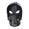 MYNCBD Lacing Hood Masks Hollow Out Eyes Masks Zipper Mouth Mask Cosplay Leather Head Hood view 1