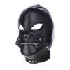 MYNCBD Lacing Hood Masks Hollow Out Eyes Masks Zipper Mouth Mask Cosplay Leather Head Hood view 2