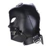 MYNCBD Lacing Hood Masks Hollow Out Eyes Masks Zipper Mouth Mask Cosplay Leather Head Hood view 3