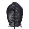 MYNCBD Lacing Hood Masks Hollow Out Eyes Masks Zipper Mouth Mask Cosplay Leather Head Hood view 4