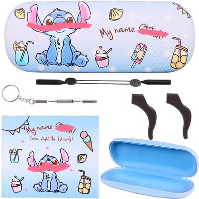 ADBGV Cute Kitty Hard Shell Eyeglasses Cases Cartoon Protective Case with Glasses Cloth Storage Box Eyewear Retainer Holder for Girl Teen
