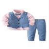 Abolai Baby Toddler' 4 PC Formal Tuxedo Outfits Set with Pink Shirt,Bowtie,Plaid Vest and Plaid Pant Blue 90 view 1