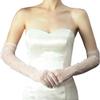 Aniler Women's 21'' Tulle Long Wedding Bridal Elbow Length Sheer Opera Party Gloves (Light Blue Pearl, 21" Length) view 3
