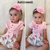 Aalizzwell 12-18 Months Infant Baby Girls Summer Clothes Ribbed Flower Ruffle Bloomer Shorts Spring Outfit Pink Clothing view 2