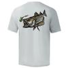 Palmyth Men's Fishing Shirt Short Sleeve Sun Protection UV UPF 50+ SPF T-Shirt (Grey/Striped Bass, 4XL) view 1