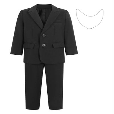 Duoremi Boys Gentleman Outfit Sets Long Sleeve Blazer Jacket Trousers Set Formal Suit Clothing Set Black 3-4 Years