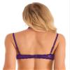 ACSUSS Womens 1/4 Cups Underwire Bra Halter Neck O Ring Sheer Lace Push Up Brassiere Lingerie Underwear Purple XX-Large view 3