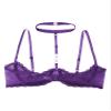 ACSUSS Womens 1/4 Cups Underwire Bra Halter Neck O Ring Sheer Lace Push Up Brassiere Lingerie Underwear Purple XX-Large view 4