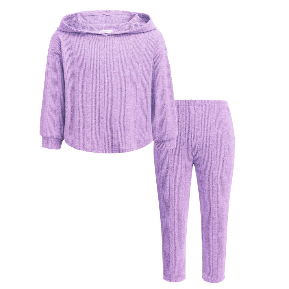 Arshiner Girl's Sweaters Set 2 Piece Outfits Rib-Knit Sweatsuits Cute Pullover Sweatshirt and Sweatpants for 5-6 Years