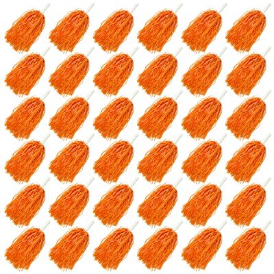 36PCS Cheerleading Pom Poms Metallic Foil Plastic Pom Poms with Baton Handle for Game Sports Squads Dancing Party Football Basketball Club Spirit Sports Stage Performance Celebration (Orange)