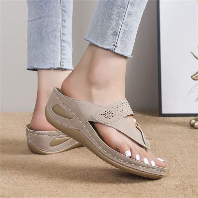 OMIREL Women's Open Toe Casual Flatform Platform Sandals with Arch Support Summer Comfortable Slip on Slipper Leather Mules Hollow Out Vintage Walking Shoes,White,US6/EU37
