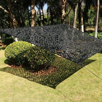 IRUGS Black Camouflage Net Shade Netting 2x3m 3x5m 4x5m 4x6m 8x10m Double Layer Military Hide Camo Netting, for Camping Hunting Garden Party Decoration Sunscreen Net (Size : 10x12M/32.8x39.3ft)