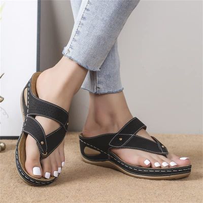 OMIREL Women's Open Toe Casual Flatform Platform Sandals with Arch Support Summer Comfortable Slip on Slipper Leather Mules Hollow Out Vintage Walking Shoes,Black,US8/EU39
