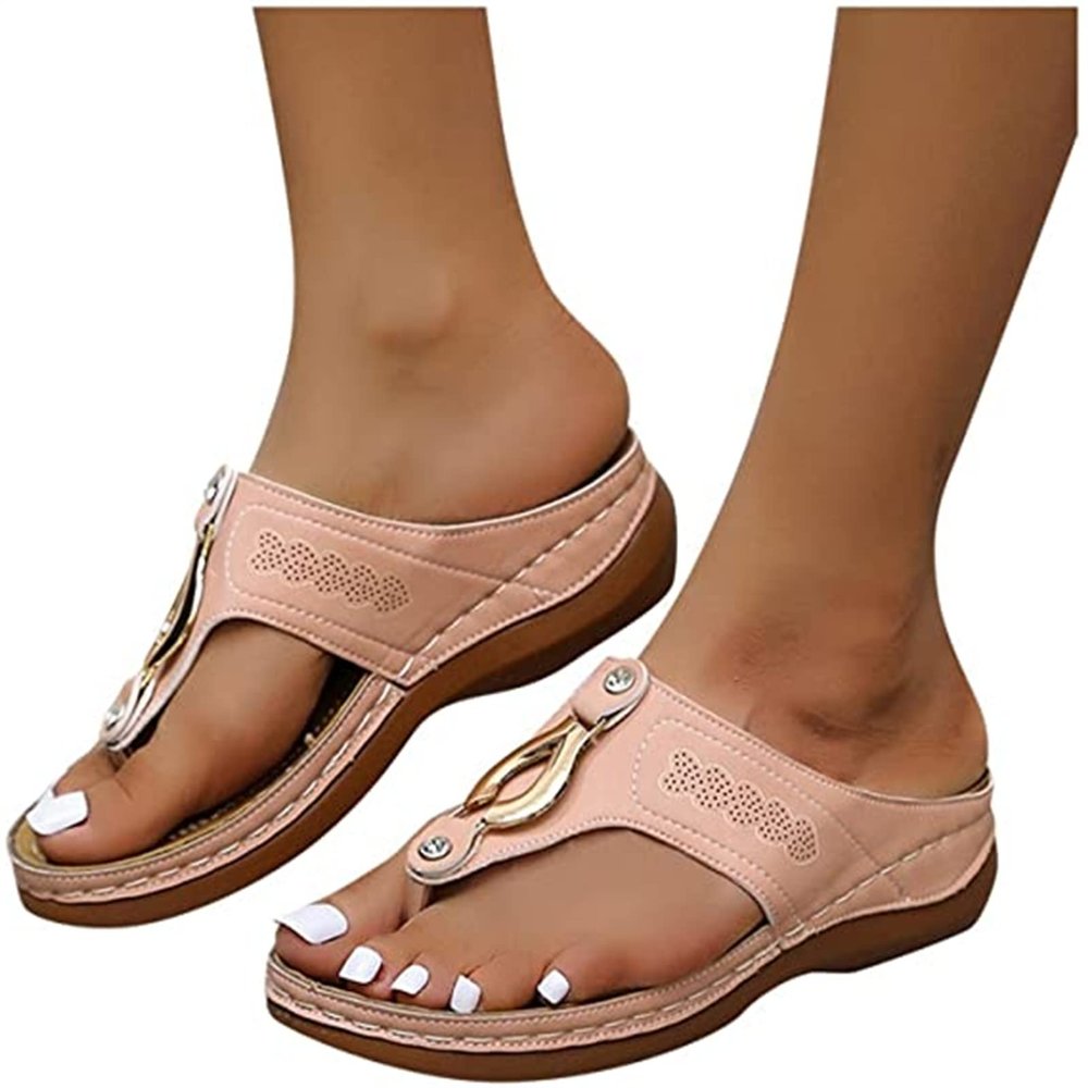 Ladmiple Flip Flops For Women With Arch Support Women Casual Summer Sandals with Arch Support Flip Flops Platforms Wedge Sandals Beach Leather Womens Shoes Walking
