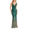 Women's Sequin Maxi Dress V-Neck Sleeveless Mermaid Long Dress Prom Gown Maxi Cocktail Formal Dress view 1