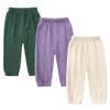 ZFTTZYMX Unisex Kids Cotton Linen Long Pants 3Packs Boys Girls Summer Elastic Waist Sweatpants Pull On Trousers view 1