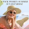 Bonuci 6 Pcs Floppy Paper Straw Sun Hat Foldable Packable Wide Brim Scarecrow Hat Breathable Crochet Bucket Beach Hat(Beige,Classic) view 2