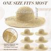 Bonuci 6 Pcs Floppy Paper Straw Sun Hat Foldable Packable Wide Brim Scarecrow Hat Breathable Crochet Bucket Beach Hat(Beige,Classic) view 3