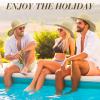Bonuci 6 Pcs Floppy Paper Straw Sun Hat Foldable Packable Wide Brim Scarecrow Hat Breathable Crochet Bucket Beach Hat(Beige,Classic) view 4