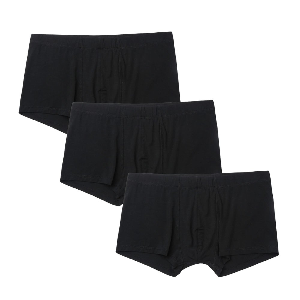 Maiyifu-GJ Men's Modal Low Waist Underwear Solid Color Stretch Trunks Breathable Comfortable Boxer Shorts (Black 3PC,Large)