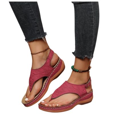 Ladmiple Summer Sandals For Women Wide Wedge Sandals for Women Hook and Loop Adjustable Platform Strappy Slides Women's Vintage Rivets Gladiator Sandals House and Outdoors Comfortable Slip ons