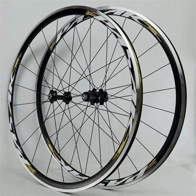 ZECHAO 700C Road Bike Wheelset,Double Wall Rim 30MM Bike Front Rear Wheel Brake Sealed Bearing Hub C/V Rim Brake 7-11 Speed Wheelset (Color : Yellow, Size : 700C)