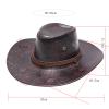 Cowboy Hat Men and Women Western Faux Leather Belt Breathable Holes Pinch Front Retro Patterned Wide Brim Glant Hat Brown view 2