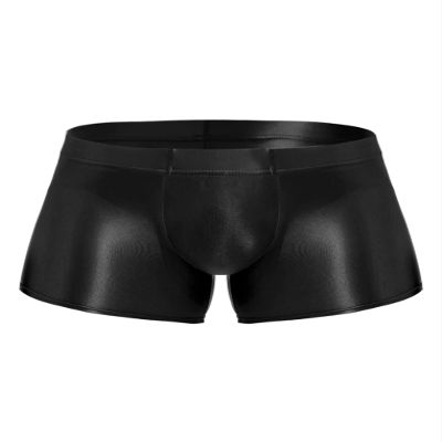 Oyolan Men's Dry Fit Running Compression Tight Sport Short Pants Shiny Glossy Spandex Boxer Shorts Black Large