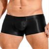 Oyolan Men's Dry Fit Running Compression Tight Sport Short Pants Shiny Glossy Spandex Boxer Shorts Black Large view 3