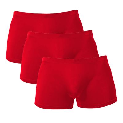 JEsilunmaMY Mens Low Waist Ice Silk Underwear Moisture-Wicking Breathable Sheer Boxer Briefs Solid Color Support Pouch Trunks (Red-3PC,X-Large)