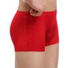 JEsilunmaMY Mens Low Waist Ice Silk Underwear Moisture-Wicking Breathable Sheer Boxer Briefs Solid Color Support Pouch Trunks (Red-3PC,X-Large) view 2