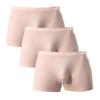 JEsilunmaMY Mens Low Waist Ice Silk Underwear Moisture-Wicking Breathable Sheer Boxer Briefs Solid Color Support Pouch Trunks (Apricot-3PC,Large) view 1