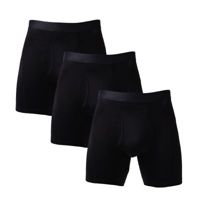 JEsilunmaMY Mens Solid Color Mesh Breathable Underwear Casual Moisture-Wicking Boxer Briefs Stretch Support Pouch Trunks (Black-3PC,Large)