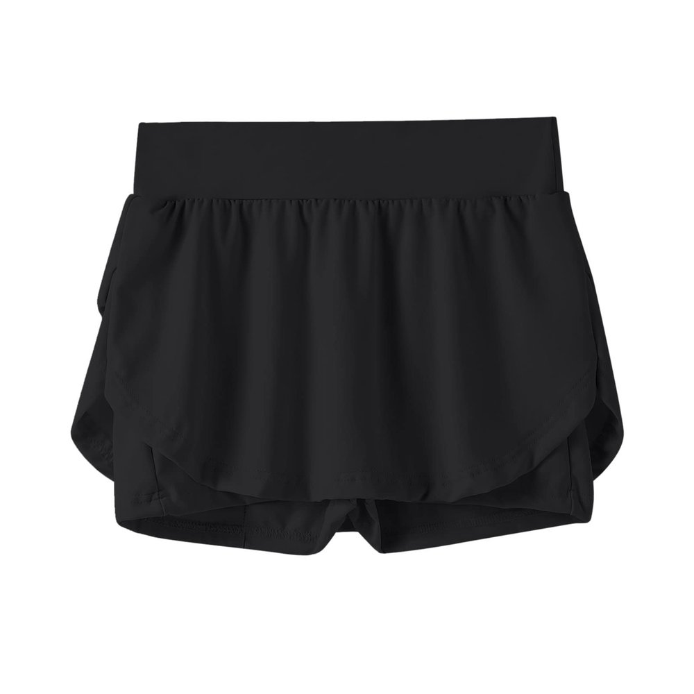 Toddler Kids Girls Fashionable Casual Tennis Fitness Yoga Running Sports Pockets Shorts Skirts (Black, 14-15 Years)