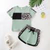 2T Girl Clothes Little Girl Clothes Summer Outfits Cute Baby Short Sleeve Leopard Tops T-shirt + Camo Shorts Set Sport Suits Tracksuit Baby Girl Summer Outfits Set Green Leopard 2-3T 100cm view 2